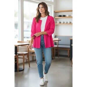 Travelers Collection Hot Pink Fly Front Jacket Size XL